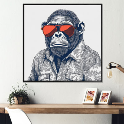 Art mural sur toile gris et orange avec lunettes de soleil