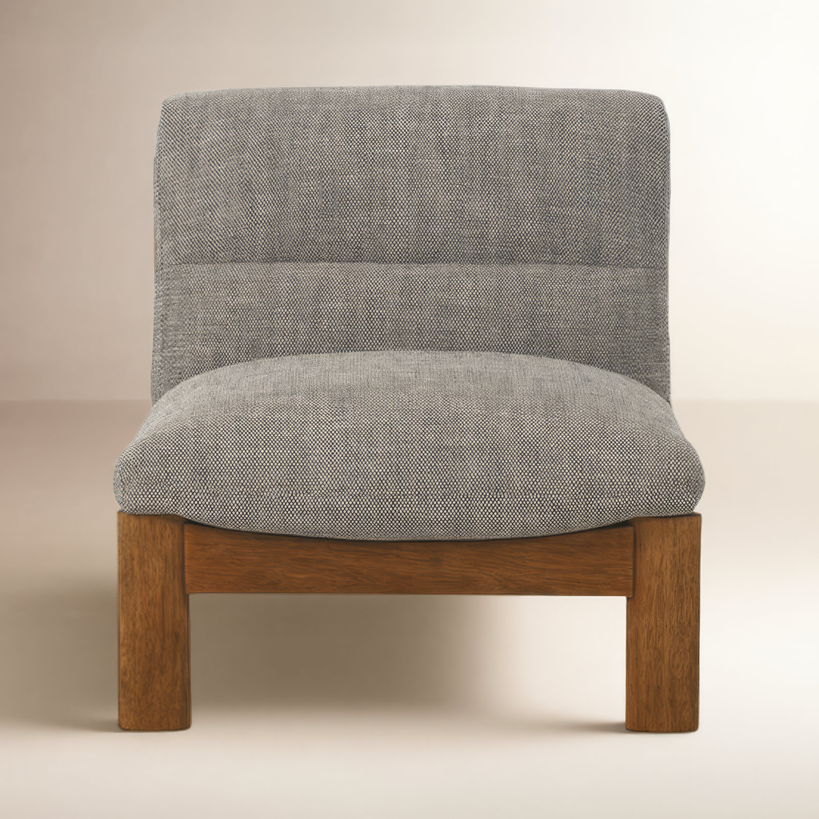Accent Slipper Chair, Ash Mélange Basketweave