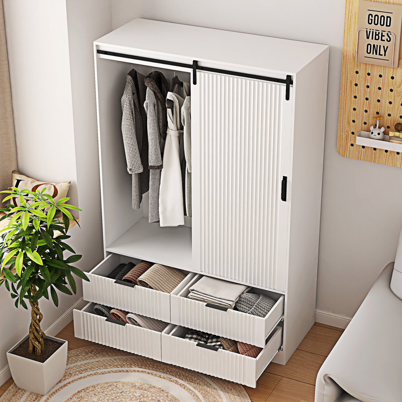 Armoire de rangement haute avec garde-robe, Blanc