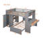 Lit mezzanine double avec lit simple autoportant, tablettes, bureau et garde-robe gris-373898184-373898187