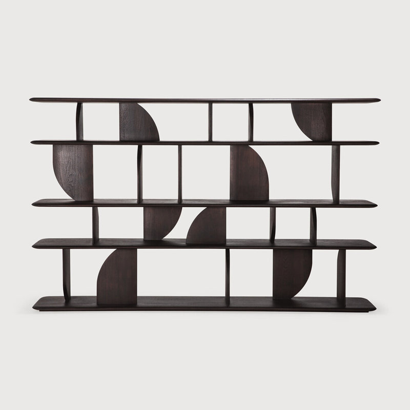 Geometric Solid Wood Geometric Bookcase, Dark Brown
