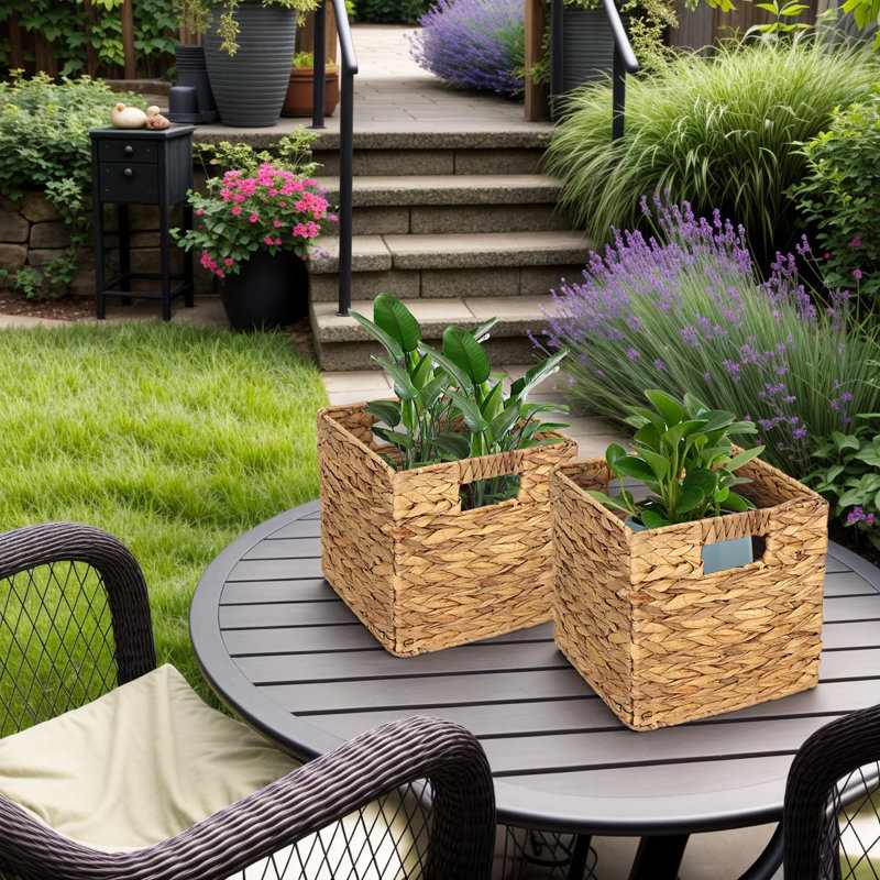 Natural Water Hyacinth Foldable Wicker Baskets - 4 Pack With Handles For Storage And Organization