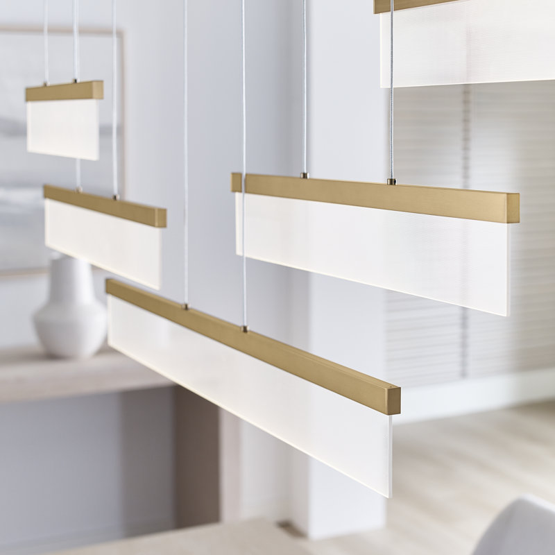 Sweep 5 - Light LED Chandelier, Aged Brass