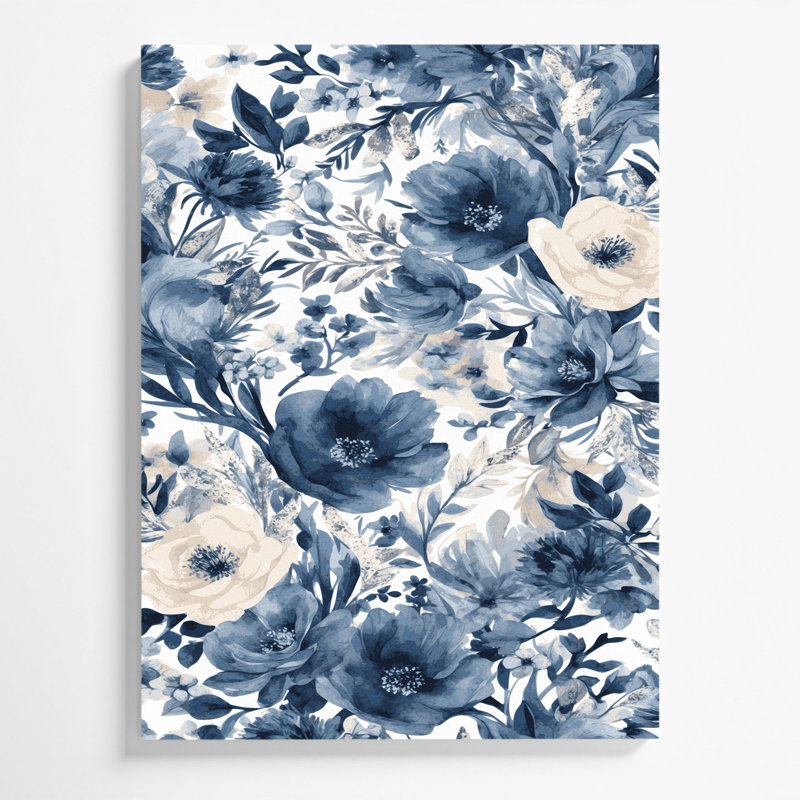 "Watercolor Floral", art mural sur toile vert 70, H 11 po x l 14 po