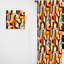 Motif de mosaïque rustique orange et bleu I - Rideau obscurcissant géométrique abstrait - 1 panneau-107599155
