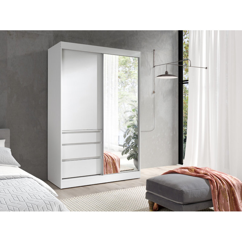 Luraine 1 Door Manufactured Wood Wardrobe, White