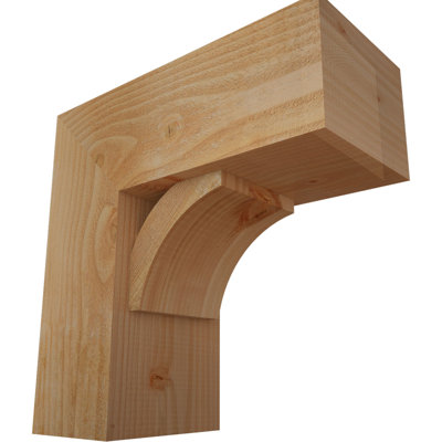 8"W x 18"D x 18"H Thorton Block Rough Sawn Bracket w/ Offset Brace, Douglas Fir