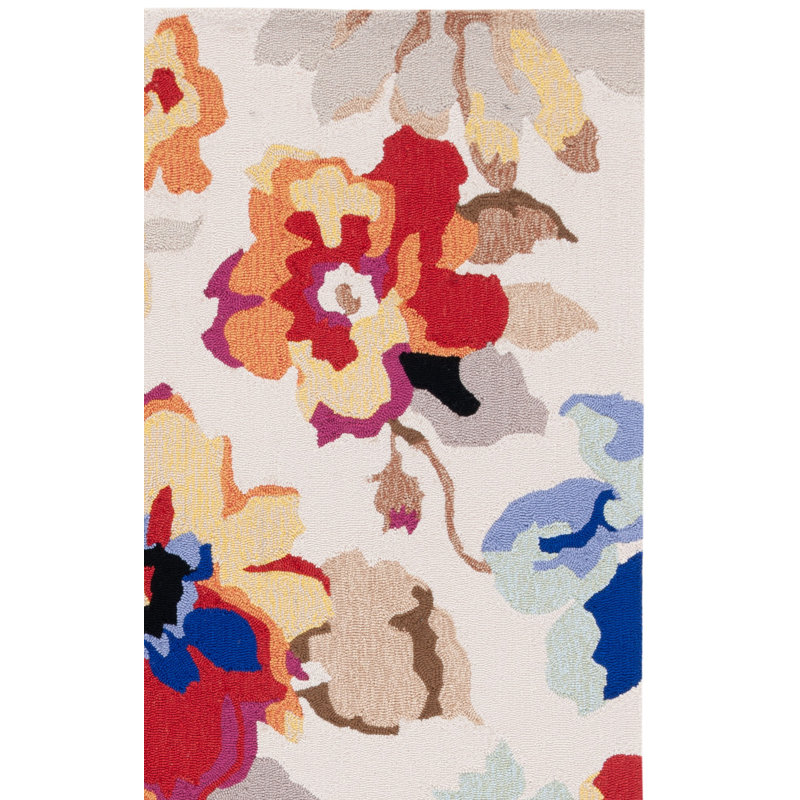 Tapis à motif floral crocheté à la main Four Seasons, Rectangle 3 pi 6 po x 5 pi 6 po