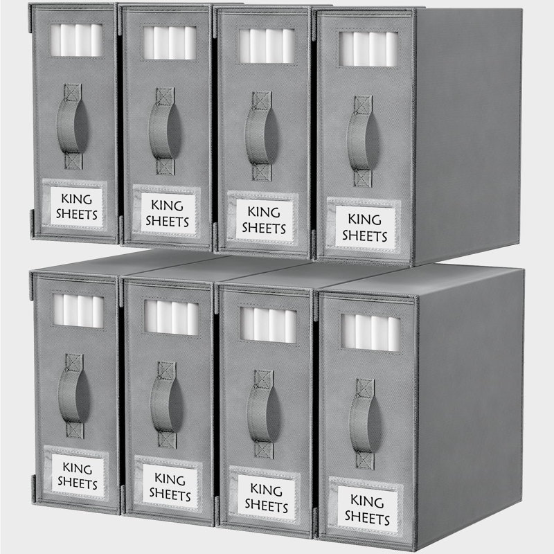 Organisateurs de draps et rangement, paquet de 8 boîtes pliables en lin pour rangement de placard