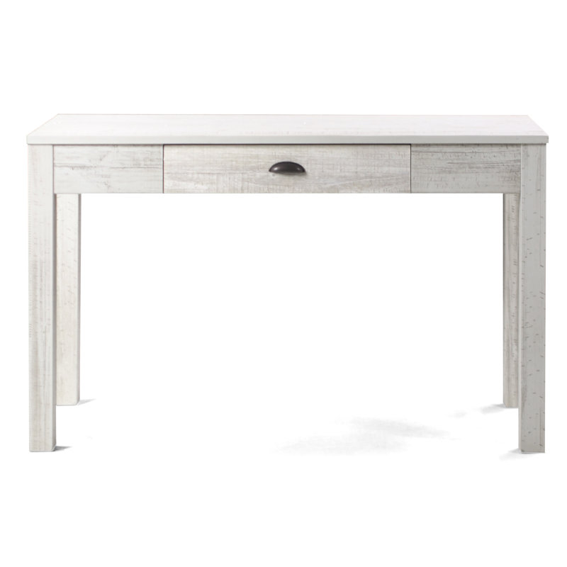 Bureau en bois massif Montauk, Blanc cassé
