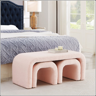 Ensemble de 3 bancs en forme de U avec repose-pieds en banc pour l'entrée, chambre à coucher au bout du lit, ensemble de 3 petits sièges avec repose-pieds pour le salon, banc de 44 + 18 pouces et repose-pieds