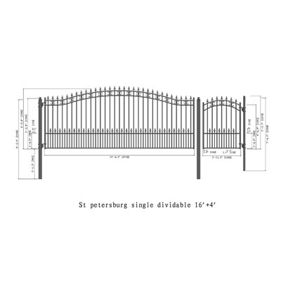 Barrière d'allée simple en métal 6 pi. H avec porte piétonne St. Louis