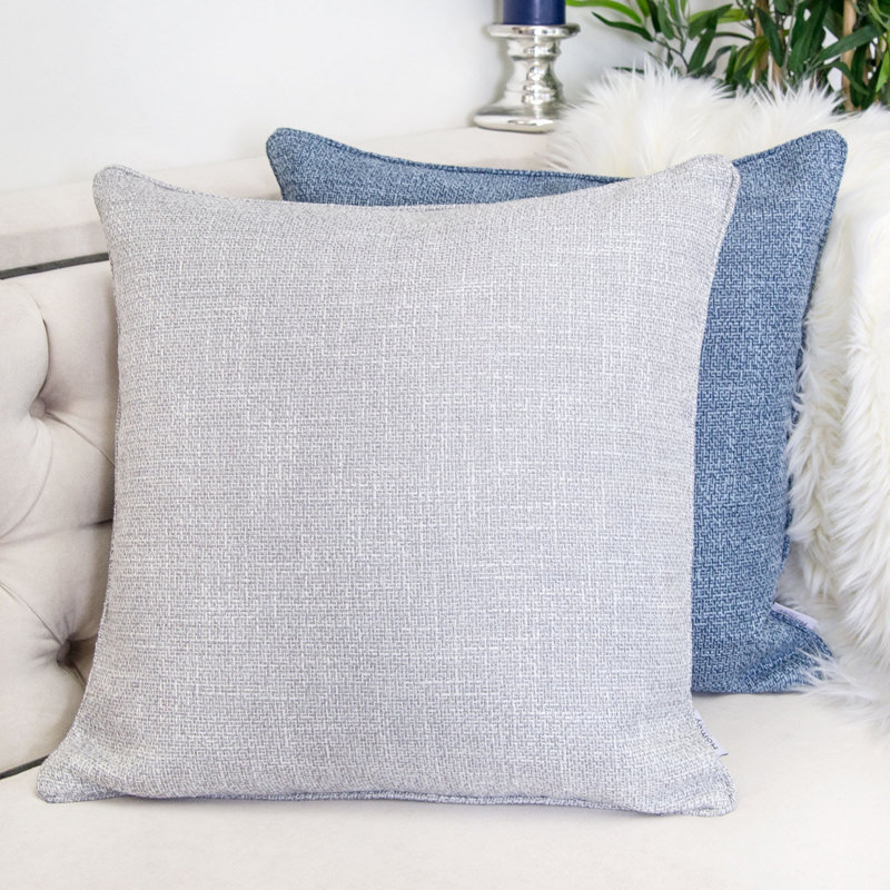 Square Linen Pillow Cover & Insert, Silver
