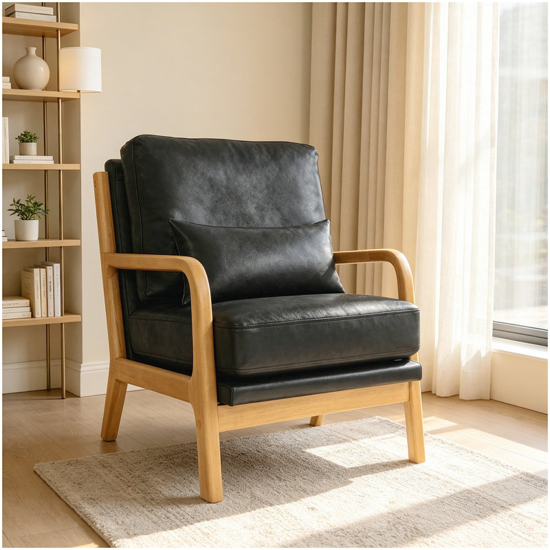 Chaise longue en bois, Black Fabric