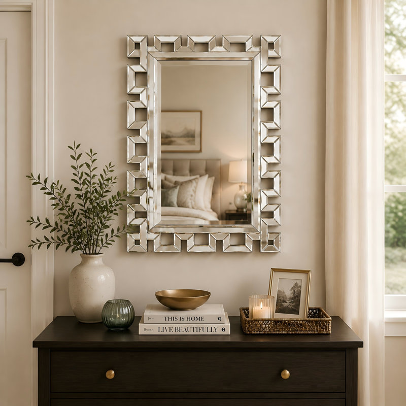   Silver Metal Framed Bathroom Mirror For Wall, 24x36 Inch  Rectangle Mirror, Silver Bathroom Vanity Mirror, Anti-rust, Hangs Horizontally Or Vertically