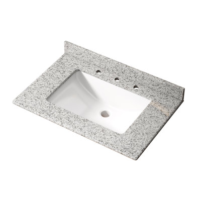 Comptoir en granit naturel DOIN de 30 pouces avec lavabo en céramique blanche