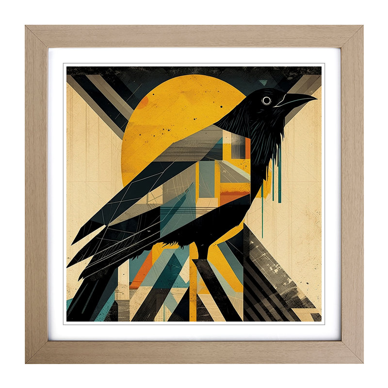 Crow Constructivism - Framed Print, Oak