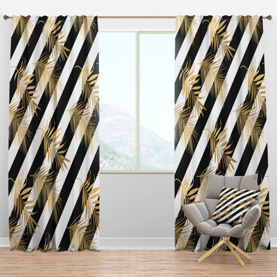 Golden Foliage VII - Mid-Century Curtain - Velvet Room darkening - 1 panel