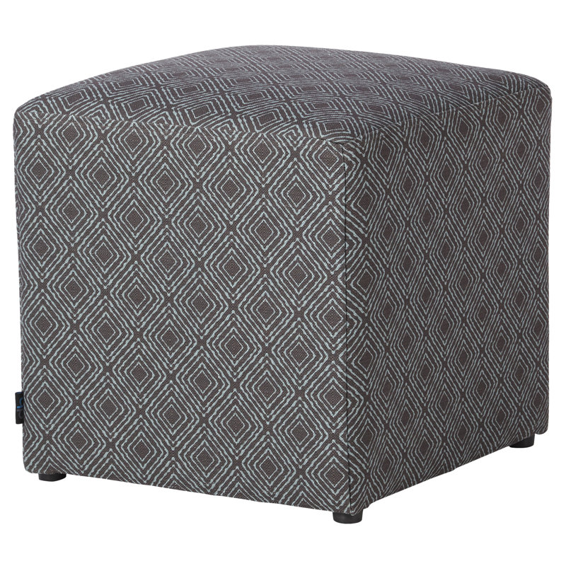 Repose-pieds cubique Jillian, Bleu sarcelle / gris chaud