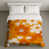 Orange / Motif floral blanc