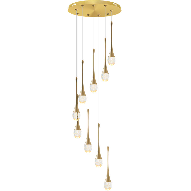 Luminaire suspendu de plafond en cristal 9 lumières 9 lumières