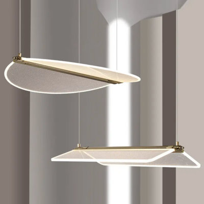 Cantata Led Pendant Chandelier With Acrylic & Gold Metal Wings In Different Shapes