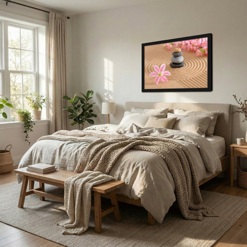 Pierres de jardin et fleurs de cerisier Fashion Zen, H 12 po x l 18 po