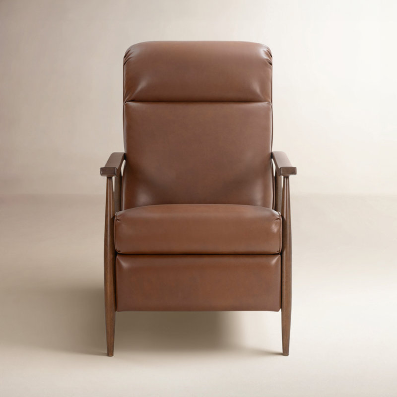 Manual Recliner, Brown Genuine Leather