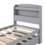 Lit plateforme simple TG avec rangement, tête de lit à DEL, espaces de rangement gris-1319909073