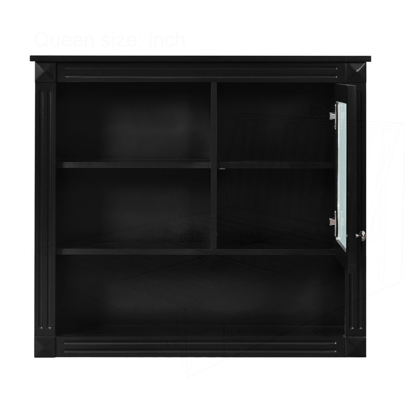 32" Bathroom Wall Cabinet with Mirror, Black