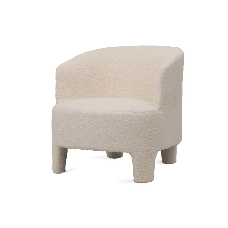 Fauteuil Camilla en tissu blanc Boucle