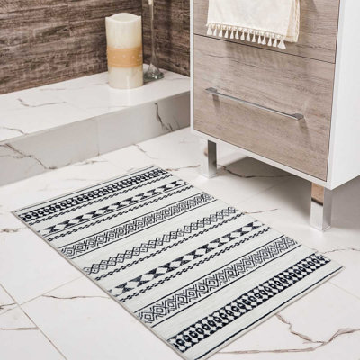 Tapis à motif géométrique à motif géométrique lavable à motif de losanges Tapis de salle à manger moderne et durable Tapis de salle à manger à motif de feuilles tropicales antidérapantes