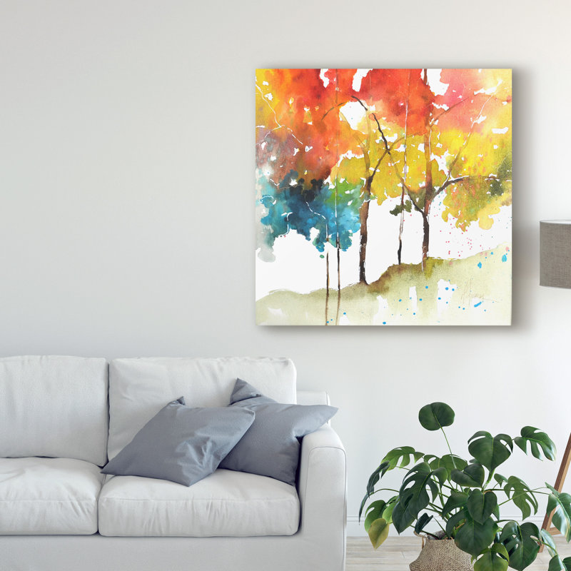 « arc ciel ii », reproduction de peinture à l’aquarelle sur toile tendue, H 14 po x l 14 po x P 2 po