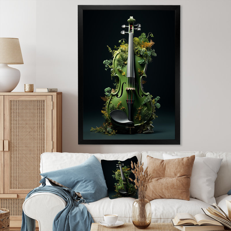 Violon verdure dans la forêt II, Cadre simple noir, H 44 po x l 34 po x P 1,5 po