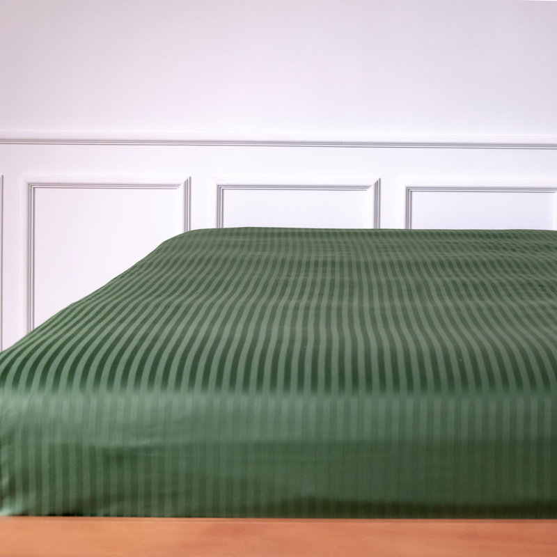 Mix & Match Bundle 200 Thread Count Striped Turkish Cotton Sateen Flat Sheet, Green