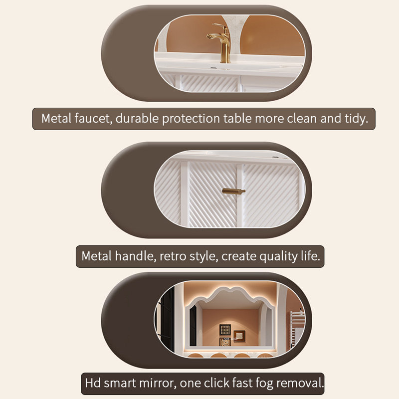 Armoire de salle de bain rétro de luxe à lumière française