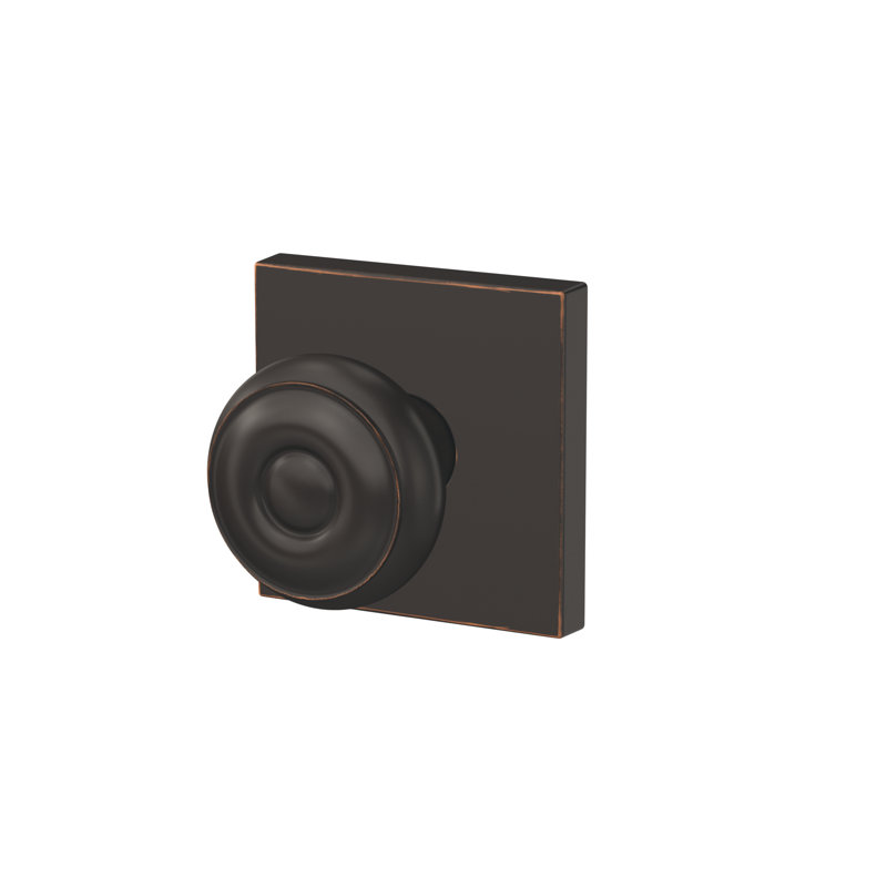 Georgian Hall-Closet and Bed-Bath Knob with Collins Trim, Aged Bronze