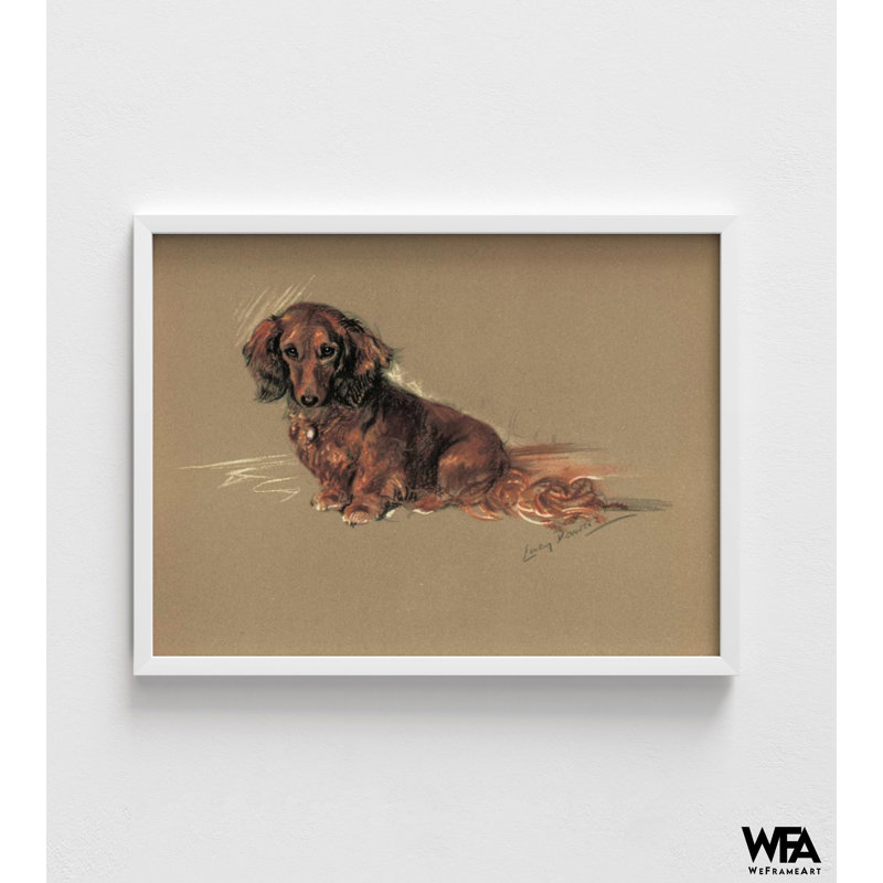 Reproduction d'art, petit teckel brun, chiot teckel, Non, H 8 po x l 10 po, Cadre blanc