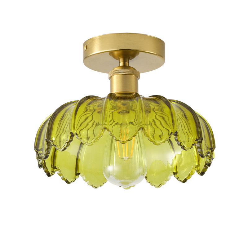 Plafonnier ajustable en forme de bol à 1 lampe en forme de bol vert
