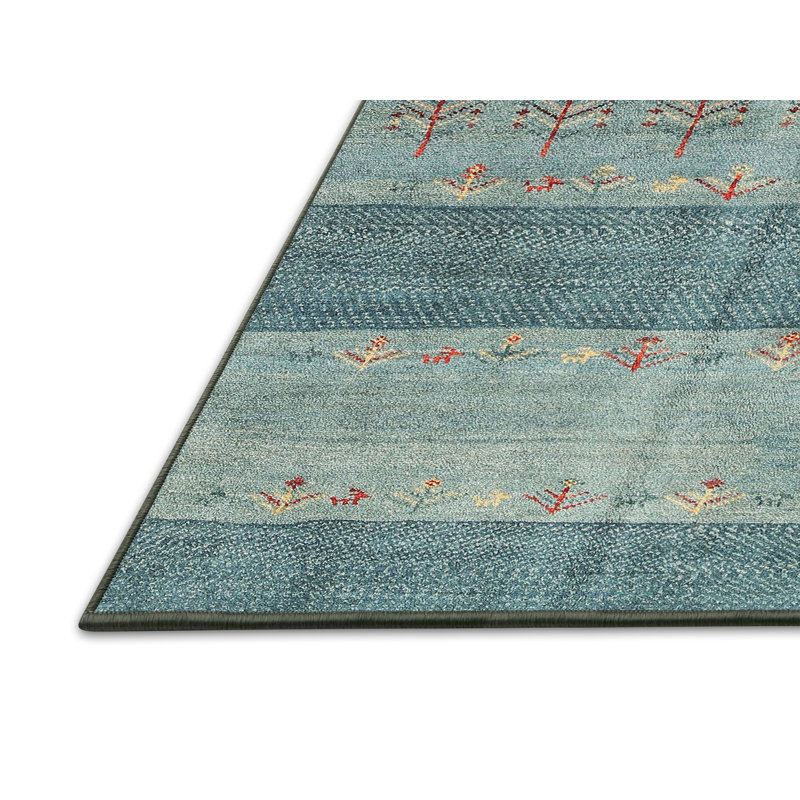 Tapis contemporain gris / bleu clair, Rectangle 8 pi x 12 pi
