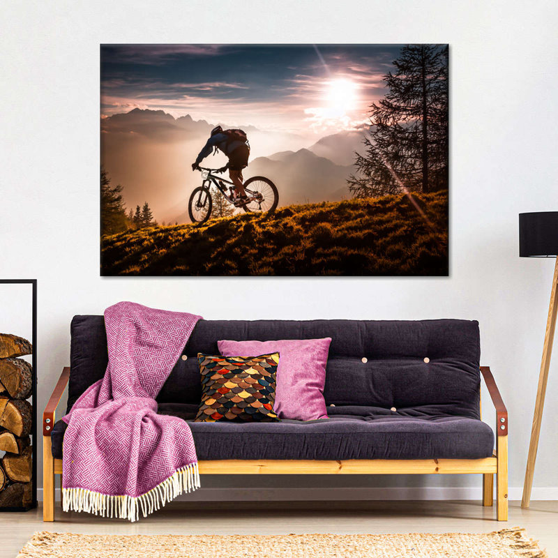 «Sunset Mountain Biking» sur toile, H 8 po x l 12 po x P 1 po