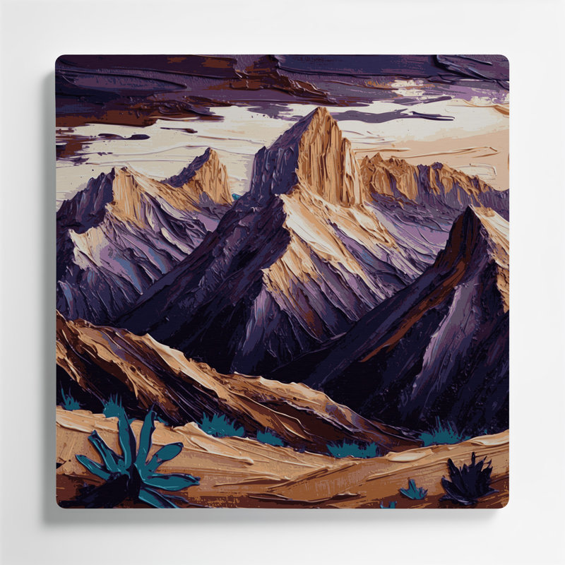 Art mural en métal mauve à motif sud-ouest Sierra Peaks 228