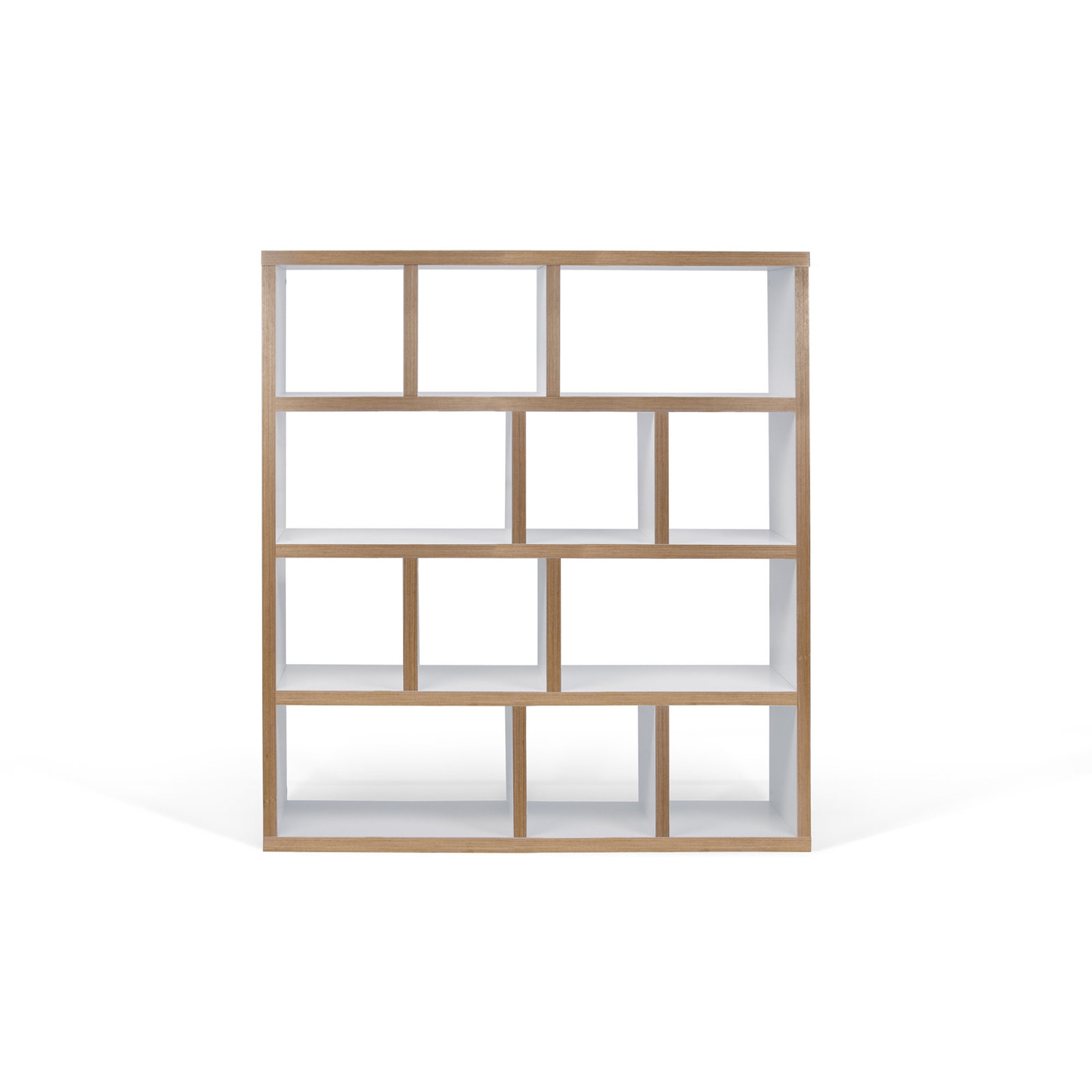 Stetson Manufactured Wood Bookcase , Pure White/Plywood, (4 Shelves) 63" H x 59" W x 13" D