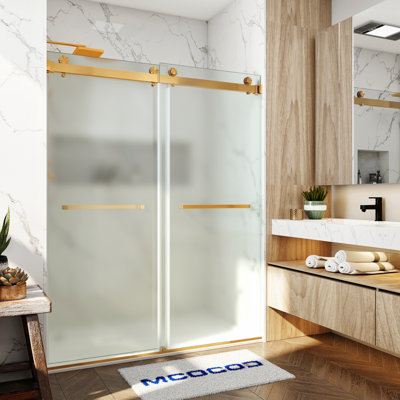 Porte de douche opale Mirage MCOCOD l 56 à 61 po x H 76 po à double vitrage coulissant sans cadre avec verre givré de 3/8 po (10 mm)
