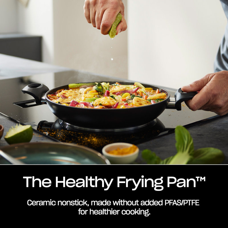 Fissler Essential 11 Inch Ceramic Nonstick Serving Pan, Orbit Black