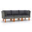 Canapé modulaire d'extérieur Casey, rotin gris, pieds en bois brun, 25 po