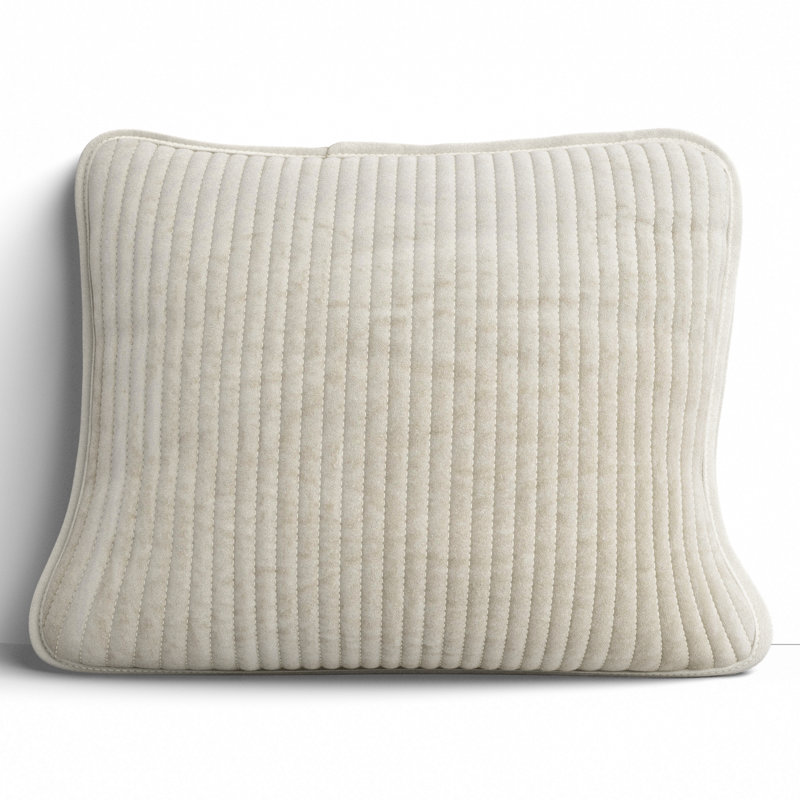 Stonewashed Velvet Cotton Quilted Modern Rustic 12x16 inch Boudoir Pillow, Vintage White
