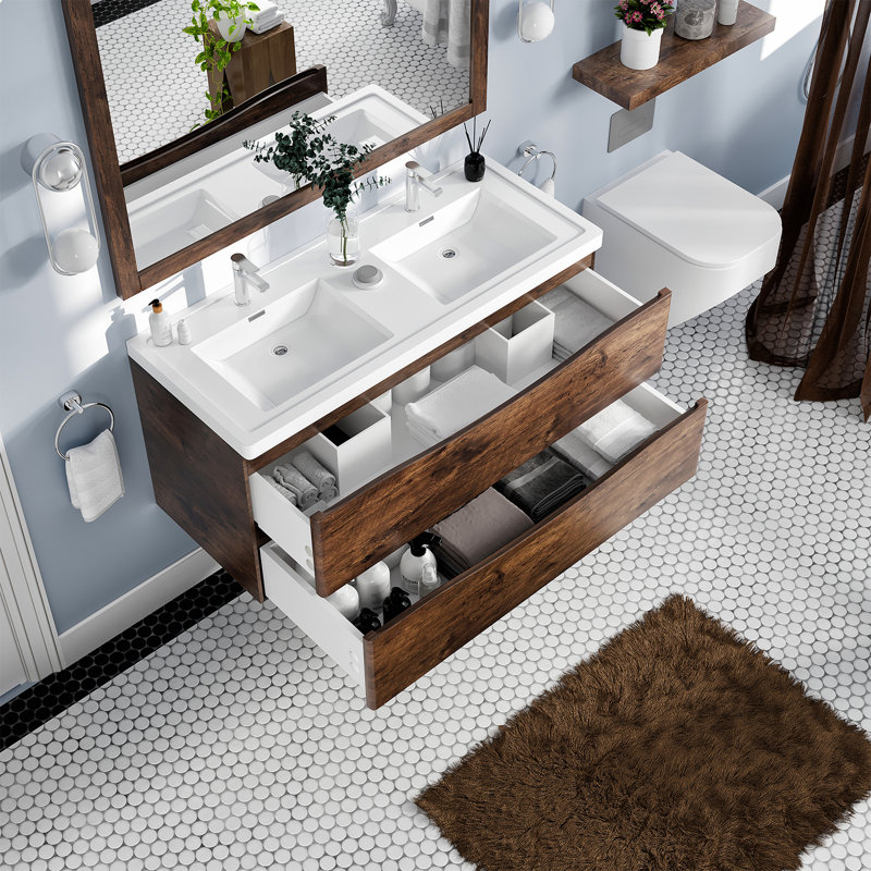 Ensemble de meuble-lavabo double mural 48 po Firkins