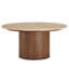 Kioni Round Travertine Coffee Table In Walnut