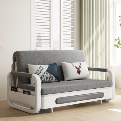 Grand canapé-lit pliable convertible, canapé-lit avec espace de rangement, gris